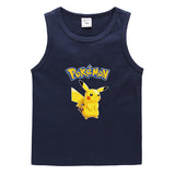 Children Pokemon Pikachu T Shirt Cotton Leisure Sweat Absorption Solid Color