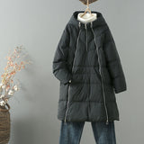 Women Winter Coats Puffer Jacket Down Coat Winter Loose and Warm New Fleece Mid-Length Zipper Hooded Sweater