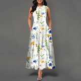 1920S Dress Sleeveless Dress for Women Floral Print Swing Dress