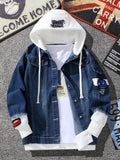 Men Denim Jacket Men's Autumn Hooded Autumn and Winter Baseball Jacket Casual
