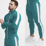 Men Tracksuit Sports Casual Solid Color Suit Outdoor Workout Zipper