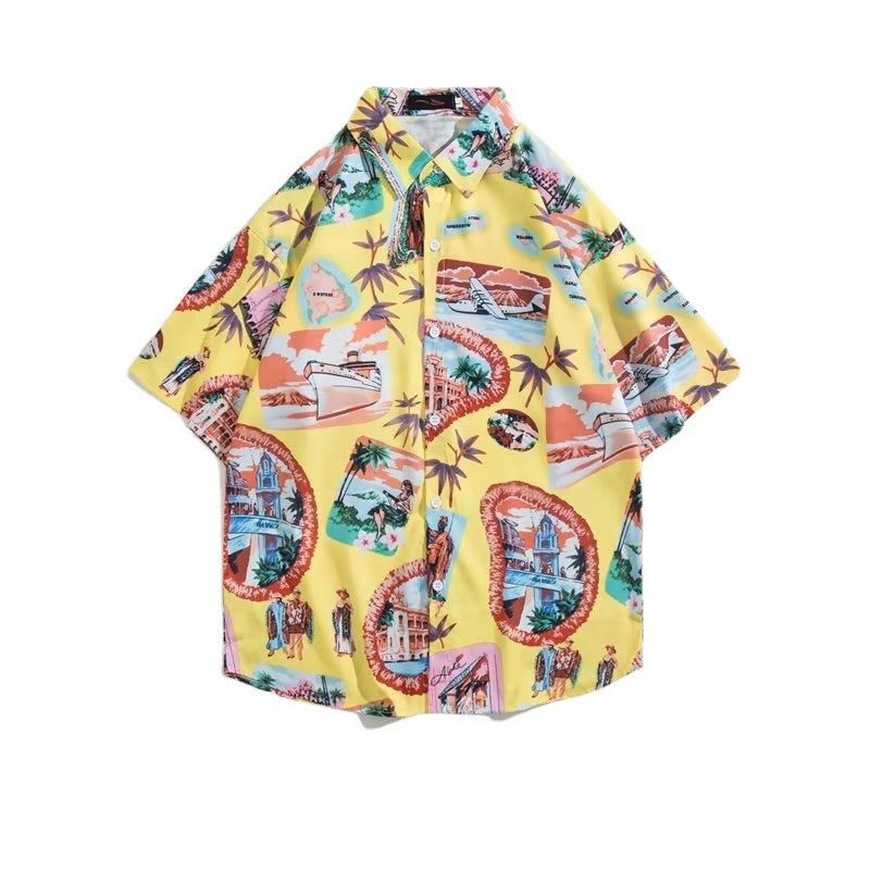 Men Beach T Shirts Printed Men's Shirt Casual Short Sleeve