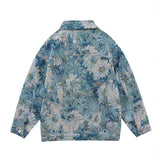 Paisley Denim Jacket Autumn Vintage Flower Oil Painting Jacket Men's Loose Casual