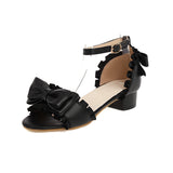 Flat Dress Sandals Summer Low Heel Square Heel Bow Buckle Sandals