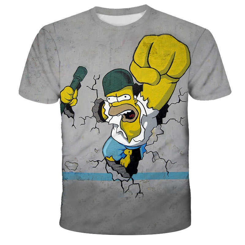 Homer Simpson Shirt Summer 3D Short-Sleeved Digital Casual T-shirt