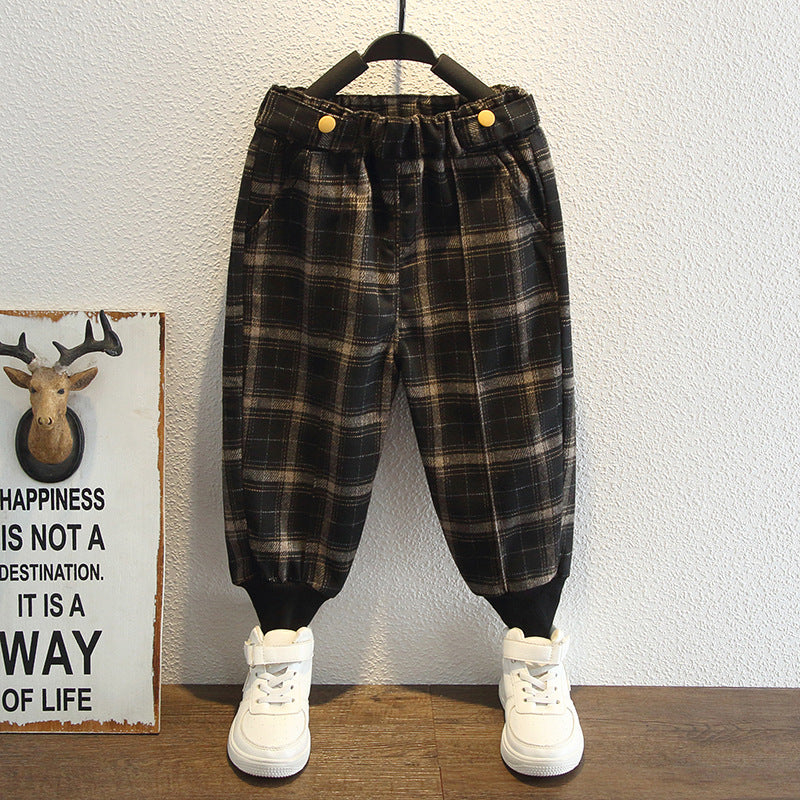 Toddler Boys Pants Boys Plaid Pants Leisure Sports