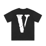 Vlone T Shirts Friends Nurse Large V Printed Short Sleeve T-shirt Men's and Women's High Street BF Half Sleeve