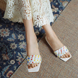 Flat Dress Sandals Flat Square Toe Large Size Hollow Candy-Colored Sandals