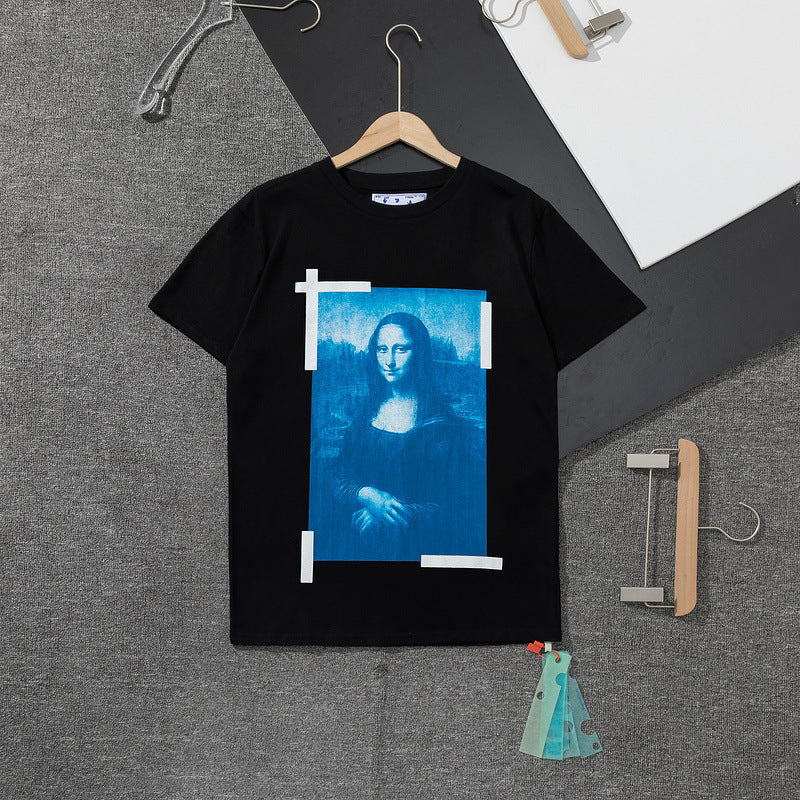 Mona Lisa T Shirt Oil Painting Printing for Men and Women Cotton Crew Neck Short Sleeves