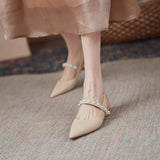 Flat Dress Sandals Spring/Summer Pointed Pearl Back Sandals