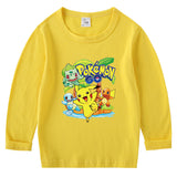 Children Pokemon Pikachu Hoodie Spring and Autumn Undershirt Boys and Girls T-shirt