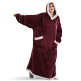 Hoodies Blankets Large Pocket Lazy Blanket Fleece Lamb Wool Bathrobe