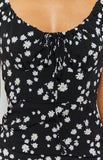 Milkmaid Dress Summer Little Daisy Flower Printed Round Neck Puff Sleeve One-Step Dresses