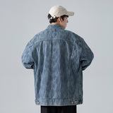 Denim Varsity Jacket Men's Denim Jacket Autumn Leisure Washed Coat