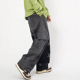 Mens Fall Outfits Five-Pointed Star Multicolor Printing Washed Jeans Straight Wide-Leg Pants