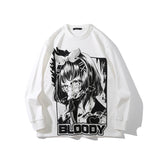 Mens Fall Outfits Two-Dimensional Anime Long Sleeve T-shirt Men's and Women's Loose Couple Outfit Top