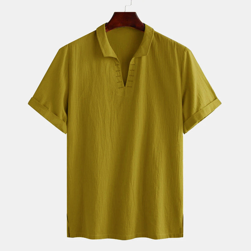 Men Hawaii Shirts Men's Simplicity Solid Color Short Sleeve Shirt Male Loose