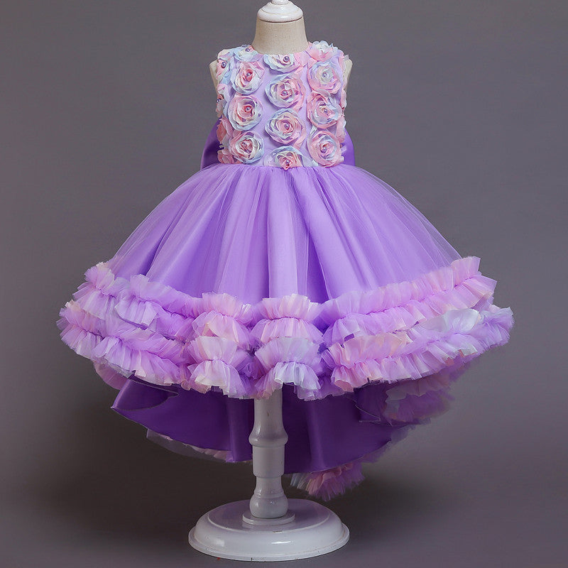 Toddler Girls Sequin Gown Dress Children's Dress Princess Dress Banquet Birthday Performance Wear Mesh Dress