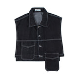 Men Sweater Vest Irregular Cut Denim Vest Men's Vintage Loose Underwaist Tank Sleeveless Vest Coat