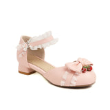 Flat Dress Sandals Spring/Summer Low Heel Round Toe Bowknot Buckle Sandals for Women