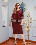 Nina Parker Black Dress plus Size Temperament Elegant Fake Two-Piece Dress