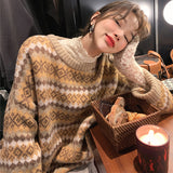 Preppy Aesthetic Sweater Retro Pullover Sweater Autumn and Winter Loose Long Sleeve