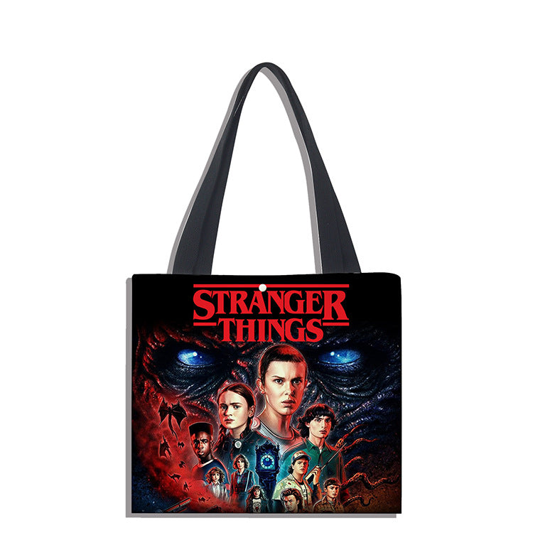 Stranger Things Hellfire Club Handbag Square Double-Sided Full Color Digital Printing Bag Shopping Bag Carrying Case