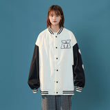 White Varsity Jacket Spring and Autumn Coat Women's Harajuku Style Loose Sports Baseball Uniform All-Match Top Jacket
