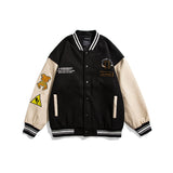 Black Varsity Jacket Fall Color-Blocking Jacket Men's Versatile Baseball Uniform Couple Coat Jacket