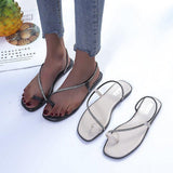 Women Open Toe Sandals Flats Summer Plus Size Slippers Beach Shoes