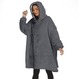 Hoodies Blankets Winter Fleece-Lined Thickened Lazy Blanket Solid Color Large Pocket Home