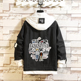 Comic Denim Jacket Men's and Women's Clothing Hooded Sweater Denim Jacket