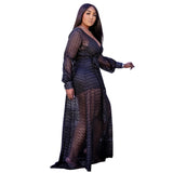 Nina Parker Black Dress Fashion Sexy Mesh plus Size Dress Two-Piece Set