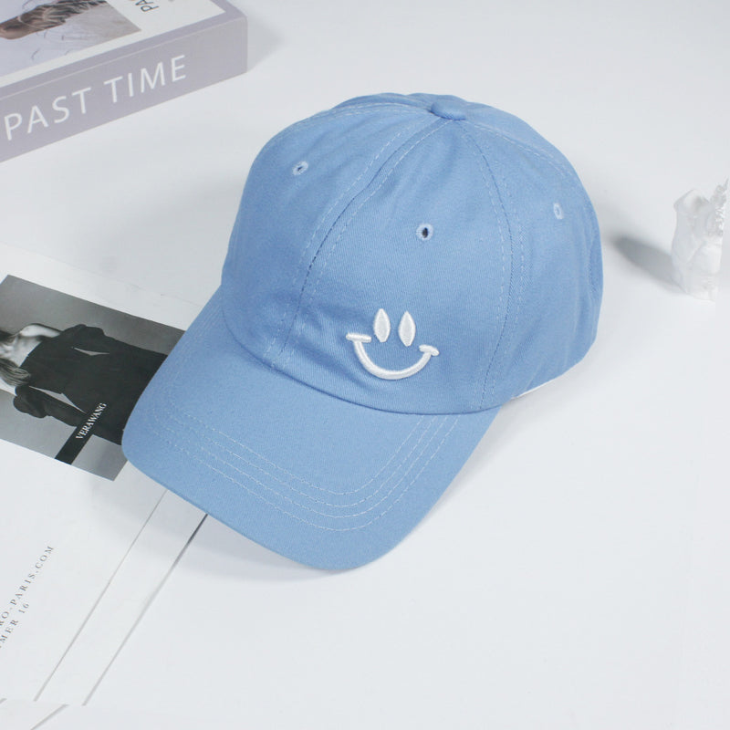 Smiley Face Cap Summer Soft Peaked Cap Embroidered Baseball Cap