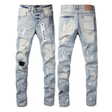 Purple Brand Jeans Blue with Holes Worn Jeans