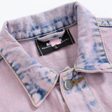 Men Denim Coat Jean Jackets Washed Distressed Tie-Dyed Denim Jacket Men Harajuku Style Loose Lapels Jacket Vintage Denim Jacket