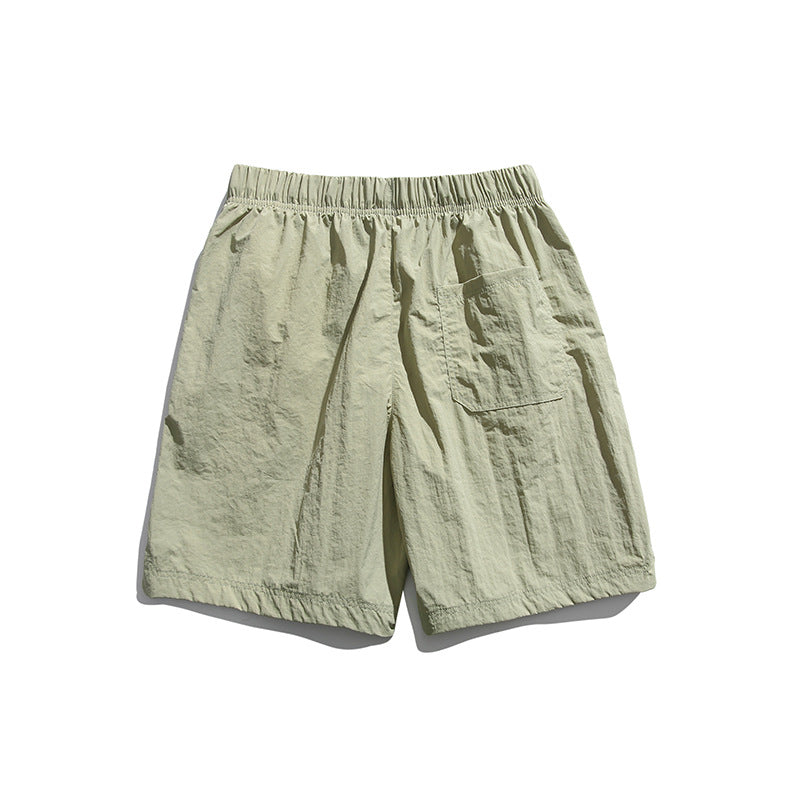 Men Shorts Summer Men's Solid Color Casual Pants Retro Waist Strap Shorts