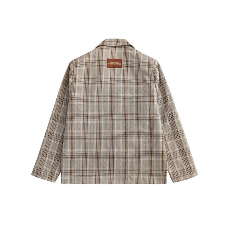 Men's Casual Suit Man Blzer Plaid Blazer Men's Loose Lapels Jacket Casual Small Suit