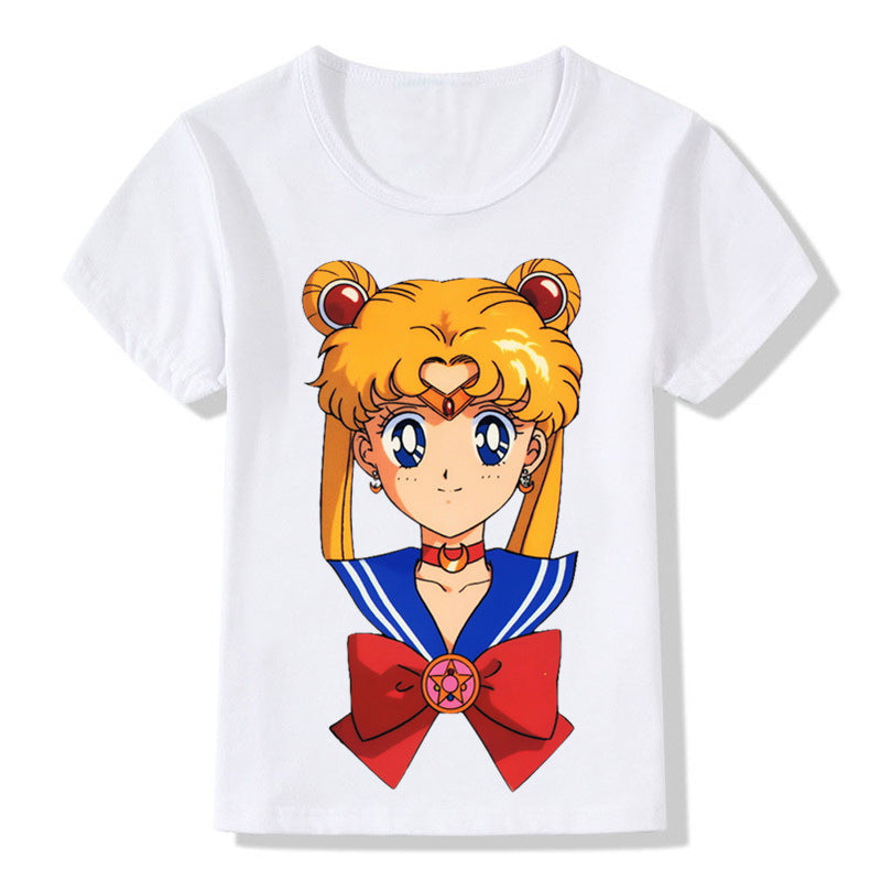 Children's Sailor Moon Summer Casual Cartoon Printed T-shirt