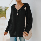 Women Fall Outfits Autumn and Winter V-neck Long Sleeve Loose Knitwear T-shirt Women's Hooded Sweater