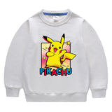 Children Pokemon Pikachu Hoodie Solid Color Cotton Sweater Neutral