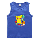Children Pokemon Pikachu T Shirt Cotton Leisure Sports Sweat-Absorbent Vest