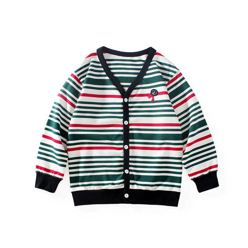 Children Boy Hoodie Spring and Autumn Children's Clothing Long Sleeve Boy Coat Striped