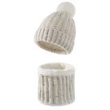 Women Winter Hats Winter Knitted Hat Set Solid Color Women plus Velvet