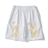 off Summer Fifth Pants Men and Women Couple Ow Printed Casual SportsBeach Pants Men shorts