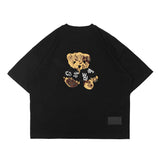 Oversized 90S T Shirt Spring and Summer High Street Bear Embroidery Letter Adhesive round Neck T-shirt for Men and Women