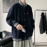 Corduroy Varsity Jacket Corduroy Baseball Uniform Coat Men's Spring and Autumn Embroidered Jacket Loose All-Matching Couple Top Clothes