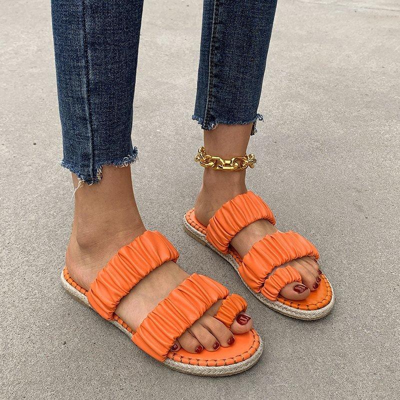 Women Open Toe Sandals Flats Plus Size Women's Sandals Toe Covering Flat