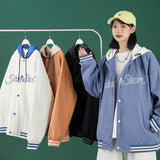 Black Varsity Jacket Autumn Neutral Men's Baseball Uniforms Jacket Coat Girls Loose Embroidery Flight Suit
