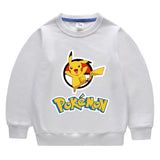 Children Pokemon Pikachu Hoodie Spring and Autumn Solid Color round Neck Sweater